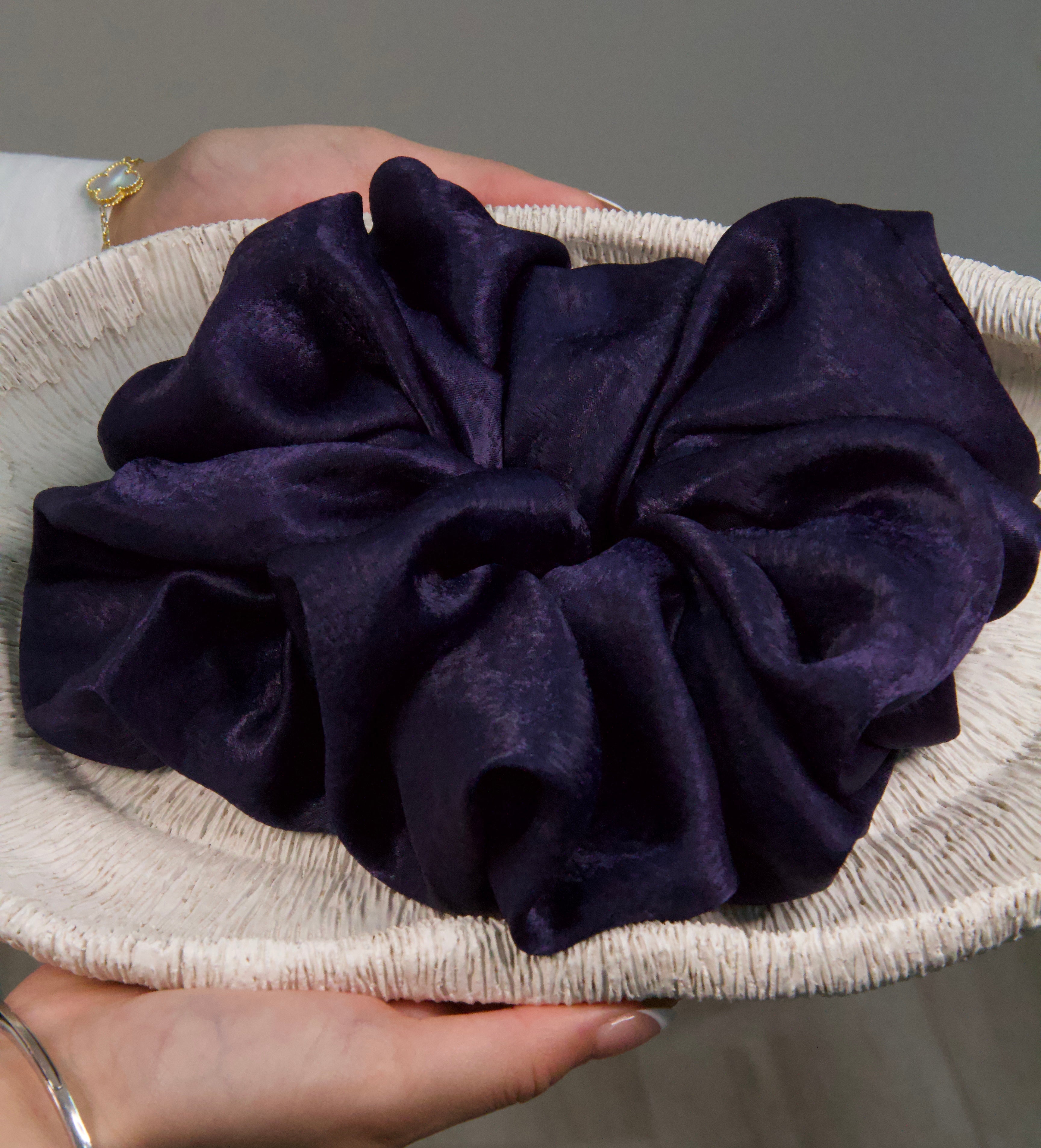 Navy Satin Hijab Scrunchie