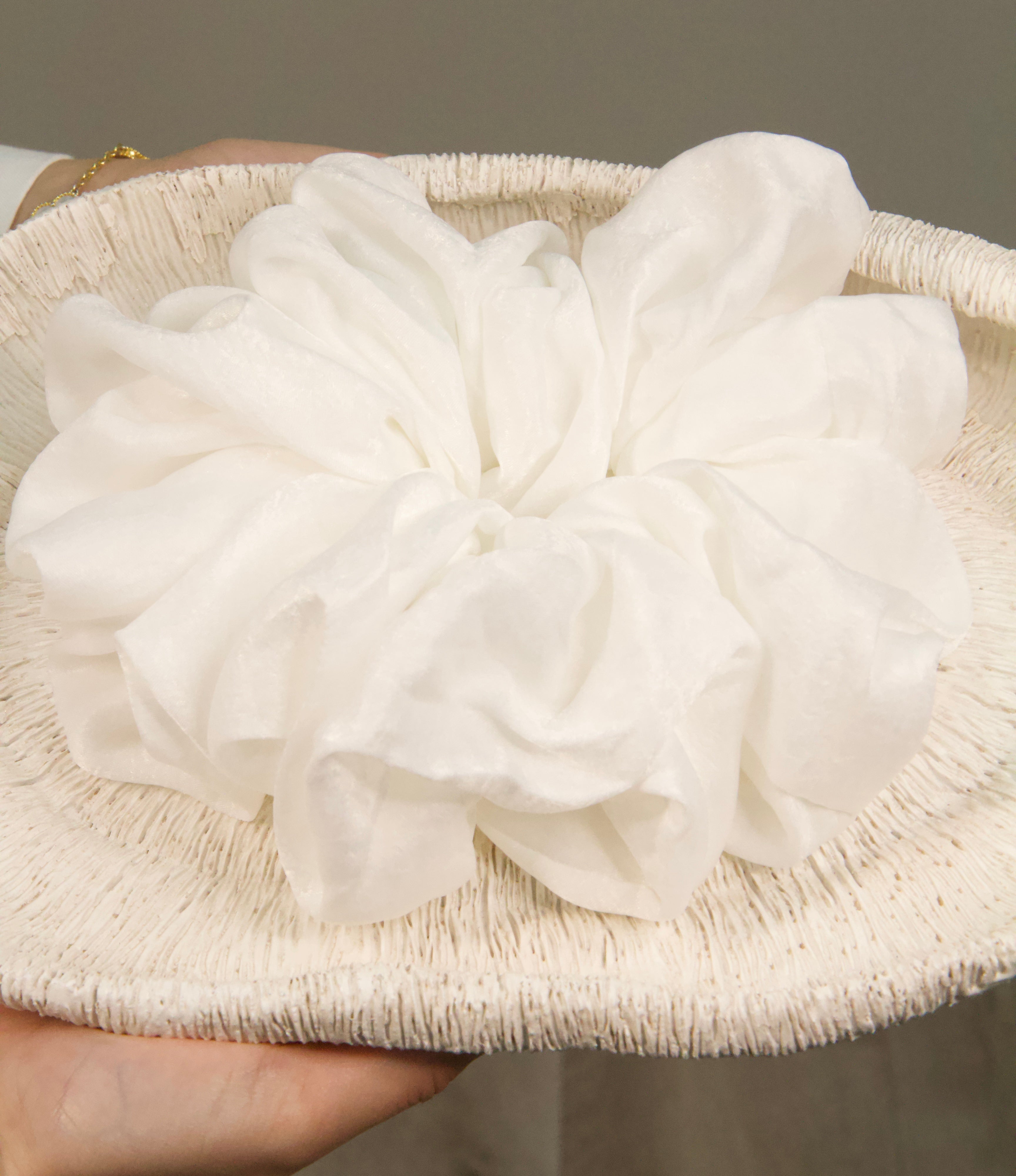 White Satin Hijab Scrunchie